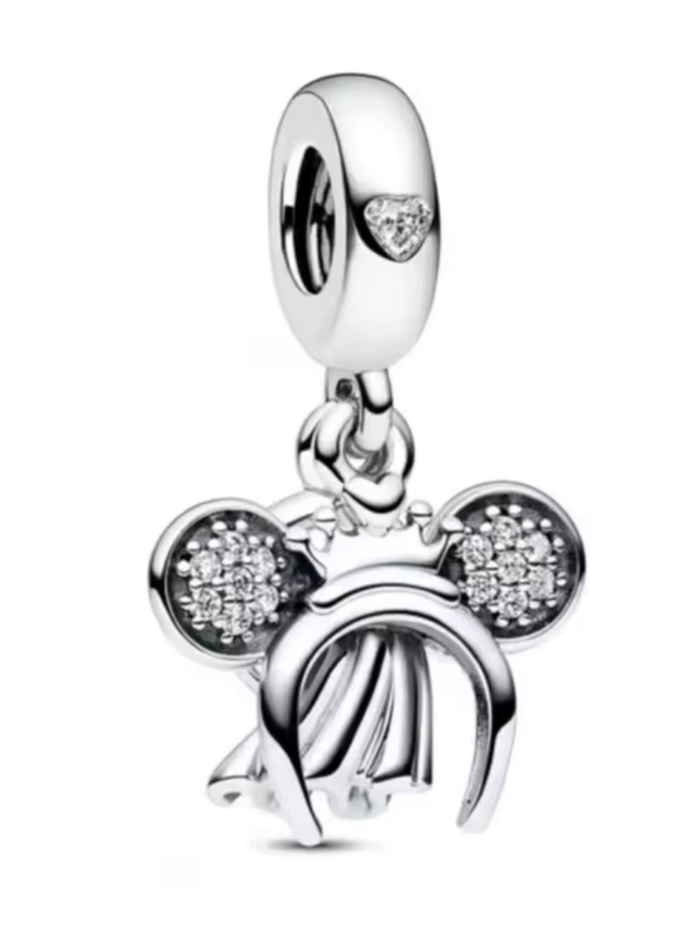 NWOT Disney Parks Minnie Mouse Bride Headband Dangle Charm Silver 925